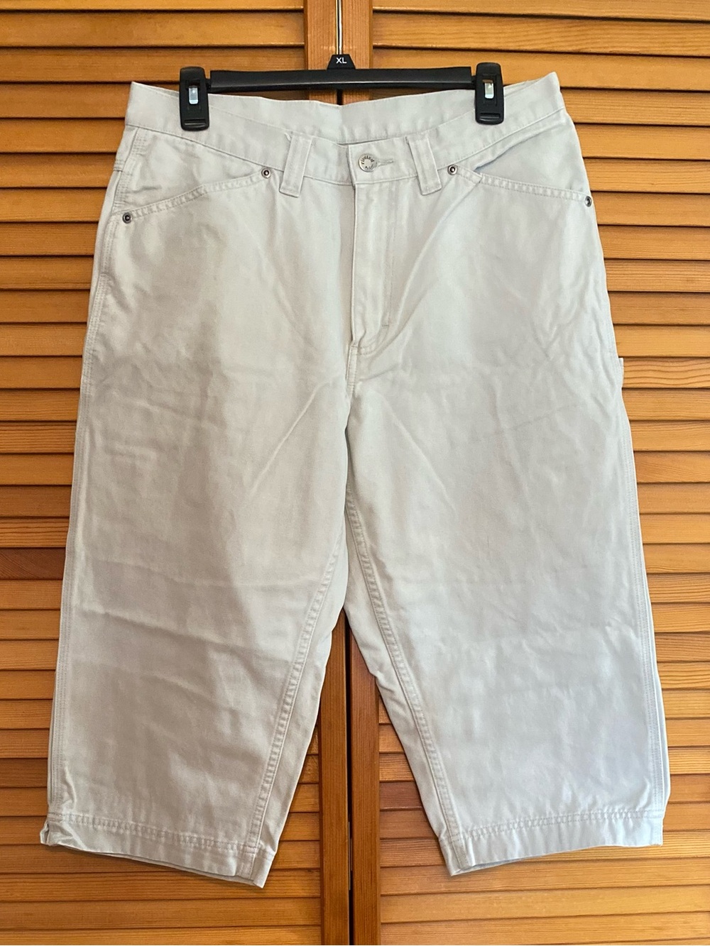 Women’s Cream Bermuda Shorts — Classic Flat Front